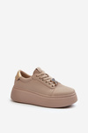 Women's Leather Platform Sneakers in Beige by Vinceza 66700