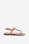 Women's Flat Sandals With Crystals Rose Gold Saane