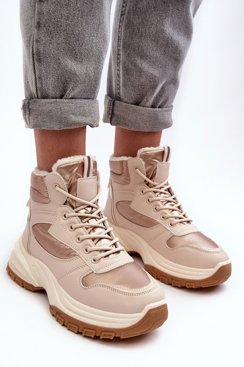 Women's Lined Sport Shoes Laced Beige Dejana