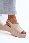 Women's Leather Platform Sandals D&A SJ2301-2 Beige
