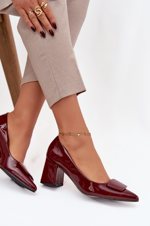 Patent Leather Heels with Decoration Bordeaux Isoline