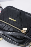 Ladies Quilted Handbag Black Letter Bag