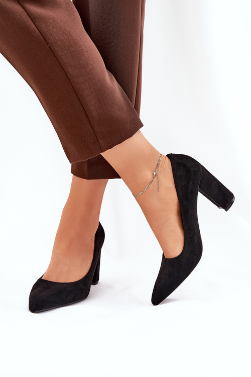 Eco Suede Heels On A Heel Black Ellinoria