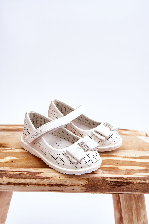 Children's Ballerinas With Velcro Bow White Halle