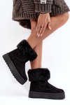 Women's Fur-Trimmed Snow Boots Black Rainsa