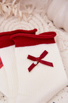Women's Christmas Socks With Bow White