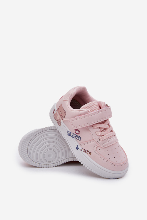 Children's Velcro Sneakers with Bear Pink Callexia