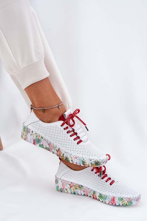 Ladies Leather Wedge Shoes Artiker 56C1799 White-Silver