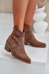 Cowboy Boots With Zipper Eco Suede Perforated HY51-061 S.Barski Brown