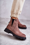 Suede Warm Boots On A Flat Heel Bright brown Salome