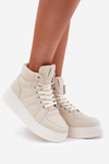 High Women's Sneakers On Platform Beige Tillive