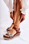 Leather sandals on a wedge brown Josella 