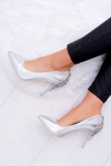 Women's Silver Stilettos with Ornament Larento