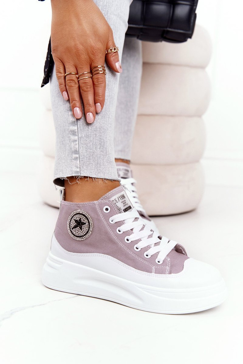 Women's High Sneakers On A Platform Grey Nice Girl