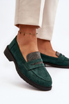 Women's Embellished Loafers Dark Green Dananei