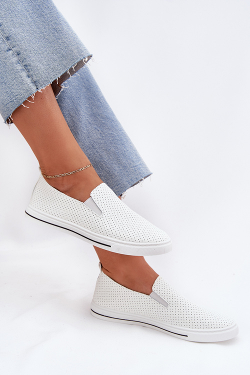 Slip On Eco Leather Women's Sneakers Sneakers With Text White Zalinne