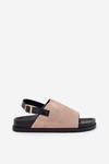 Women's Sandals Made Of Eco Suede On Platform Beige Migola