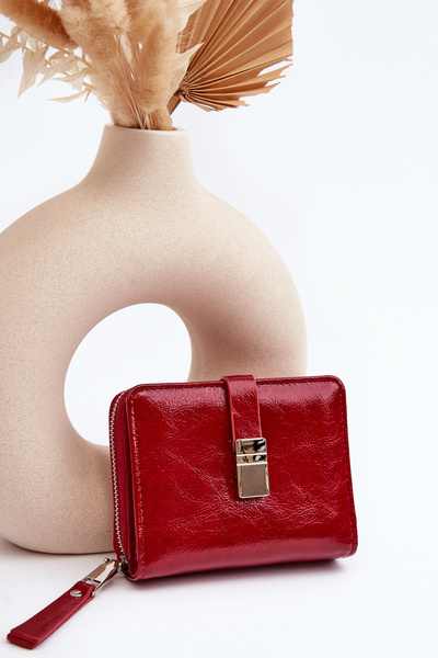 Women's Lacquered Wallet Purse Made of Eco Leather Red Zalirna