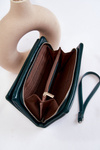 Women's Large Leather Wallet With A Zipper Green Shiness 