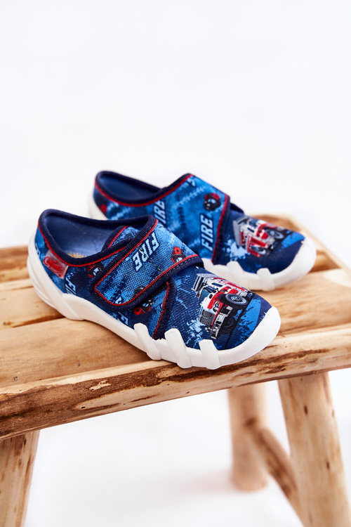 Shoes Slippers Befado Velcro Firetruck 273X309 Navy Blue