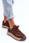 Women's Suede Sport Shoes on Platform Brown Rohan