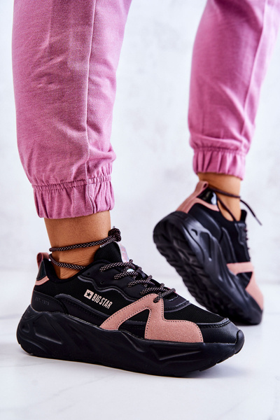 Sneakersy Damskie Memory Foam Czarno-Różowe Big Star JJ274599