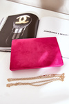Clutch Bag With Decorative Heart Eco Suede Fuchsia Evilinas