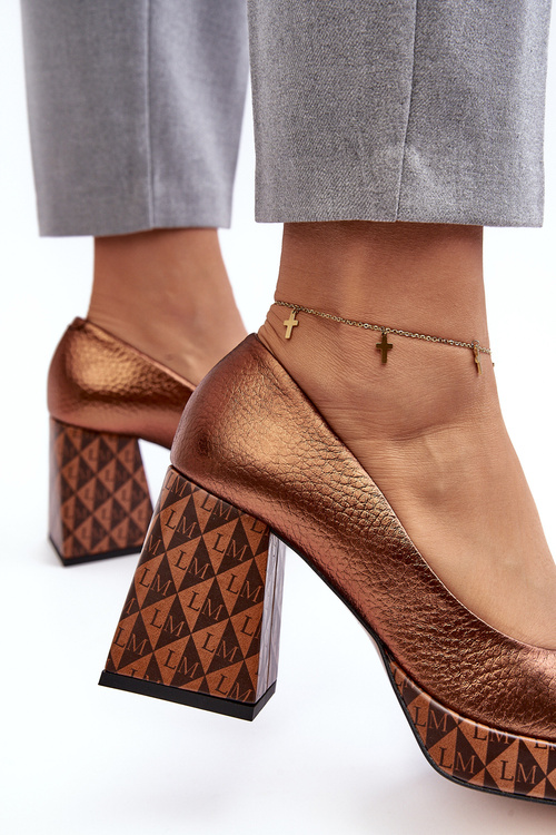Leather Pumps On Heel Laura Messi 259/819-821 Copper
