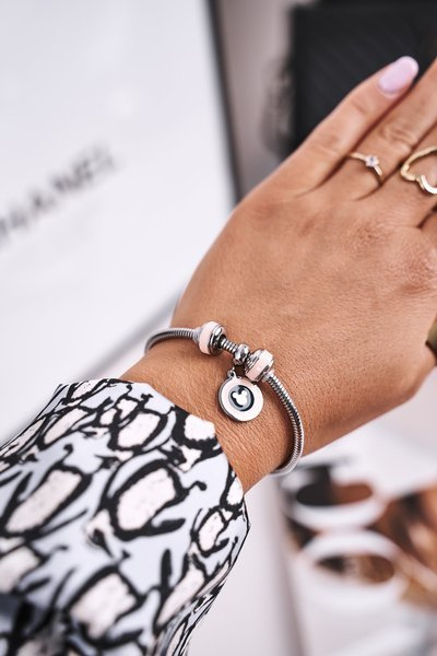 Women's Bracelet Charms Pink Silver Mouse