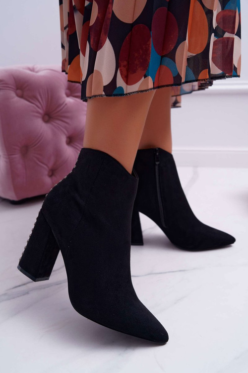 Women's High Heeled Boots with Spike Rivets RB23P Black Snack