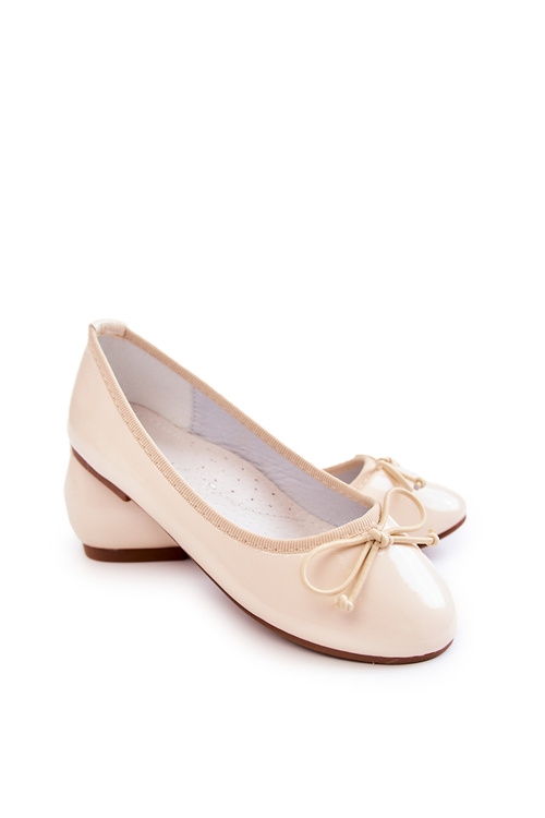 Lacquered children's ballerinas with a bow Beige Cassie