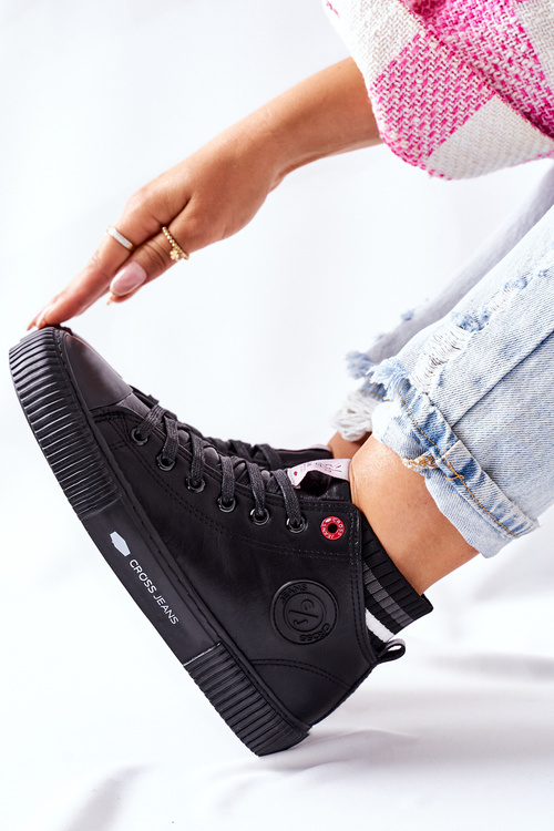 Trampki Damskie Cross Jeans Wysokie Czarne II2R4021