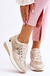 Fashionable Wedge Sneakers Beige Jaliyah