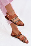 Women's Sandals On Flat Heel With Straps Leopard Sergio Leone SK086H Camel