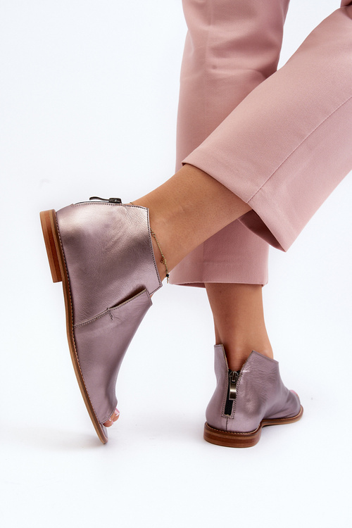 Women's Leather Sandals Laura Messi 2443 Pink Gold