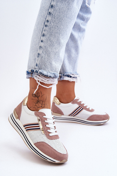 Leather Sports Shoes S.Barski AL21575 White-Pink