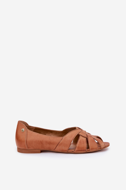 Leather Ballet Flats With Open Toes Maciejka 06908-29/001-1 Brown