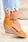 Sandals On A Braided Wedge Yellow Sagittarius