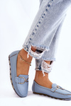 Women's Leather Loafers Light blue Downtown