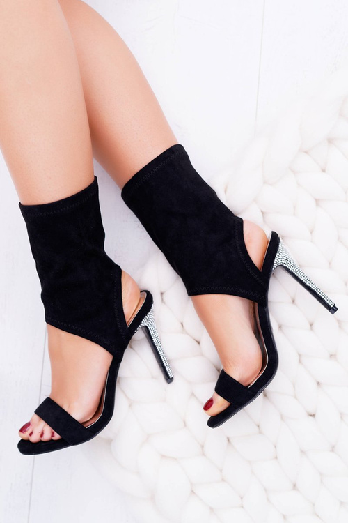 Zircon Stiletto Sandals Lu Boo Black