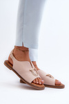 Flat Women's Sandals With Gold Decoration Vinceza 17319 Light Pink