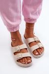 Women's Foam Flip Flops with Buckles Beige Luciene