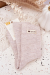 Warm Woolen Women's Socks With Patch Beige