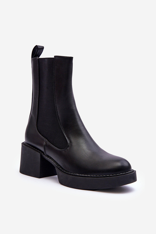 Women's Ankle Boots on Chunky Heel Black Ironna 