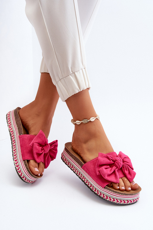 Women's Platform Sandals with Bow Pink Evatria