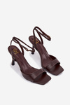 Women's High Heel Sandals Eco Leather Chocolate Brisora