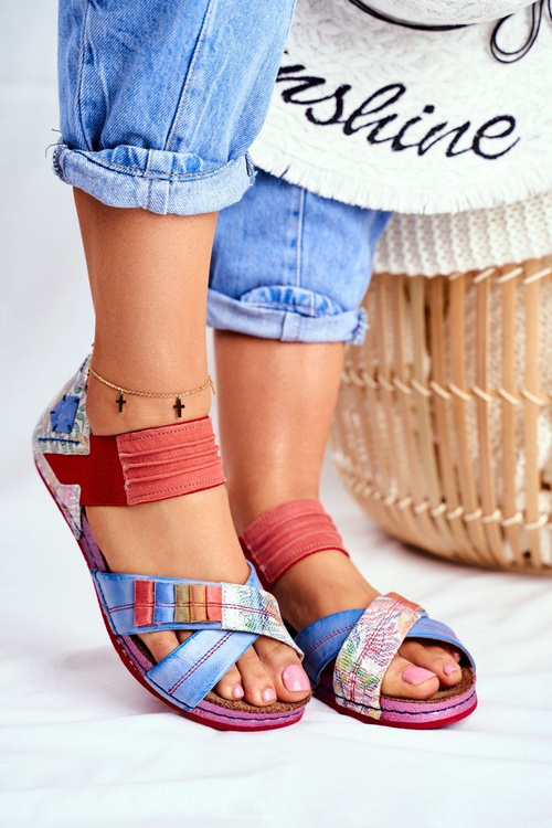 Maciejka Leather Sandals with Strappers 03375 Multicolored