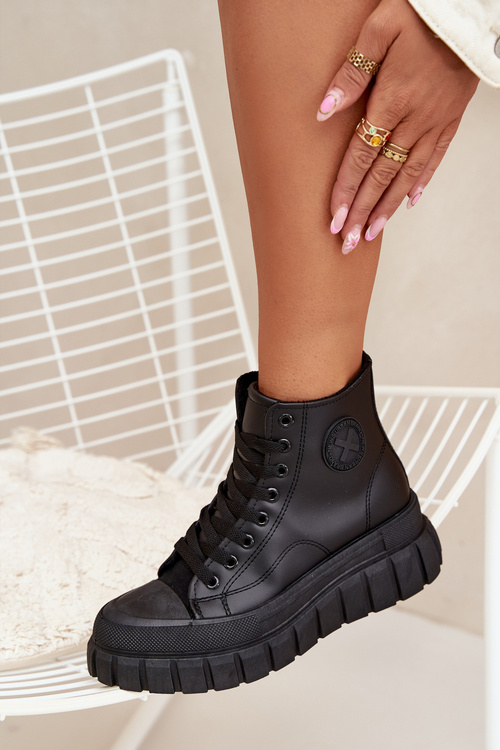 Insulated High Women's Sneakers On Platform Zipper Black Sarira