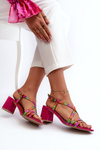 Suede Sandals With Low Heel Maciejka 06653-15 Fuchsia