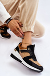 Classic Wedge Sneakers Beige and Black Collide